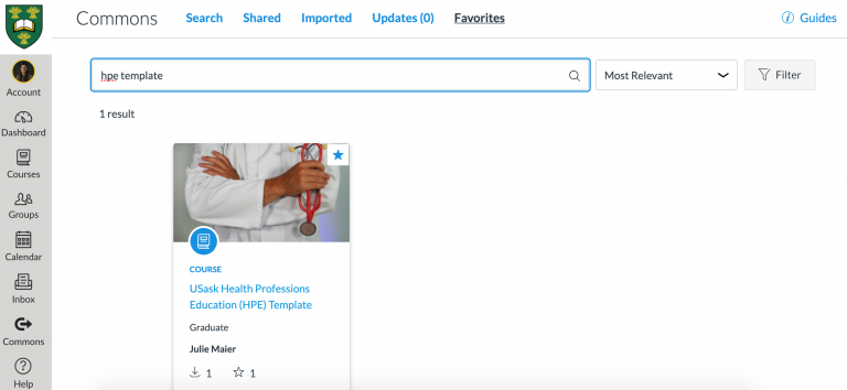Screenshot of the resource in Canvas Commons.