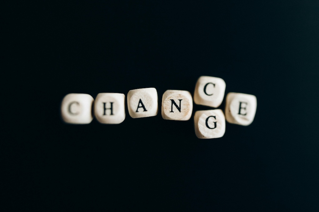 photo of letter dice spelling change/chance