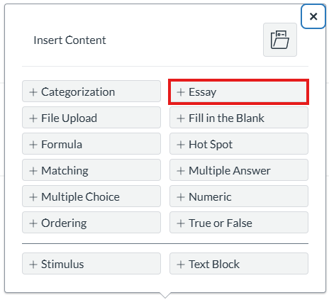 Canvas screenshot - The essay question type supports video responses.