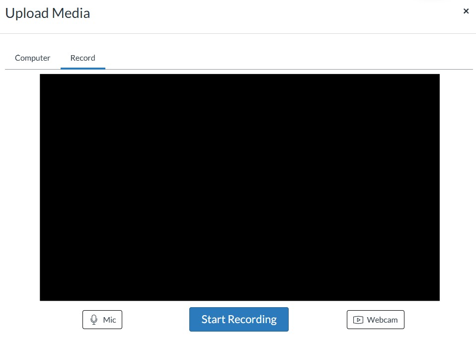 Canvas screenshot - Student view of a Canvas recording window.